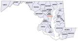 Maryland county map for free printout.