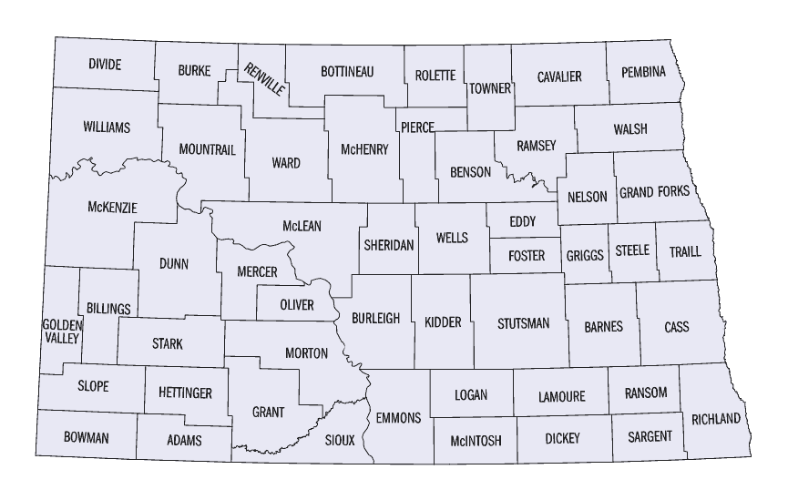 Free North Dakota Country Map downloads.