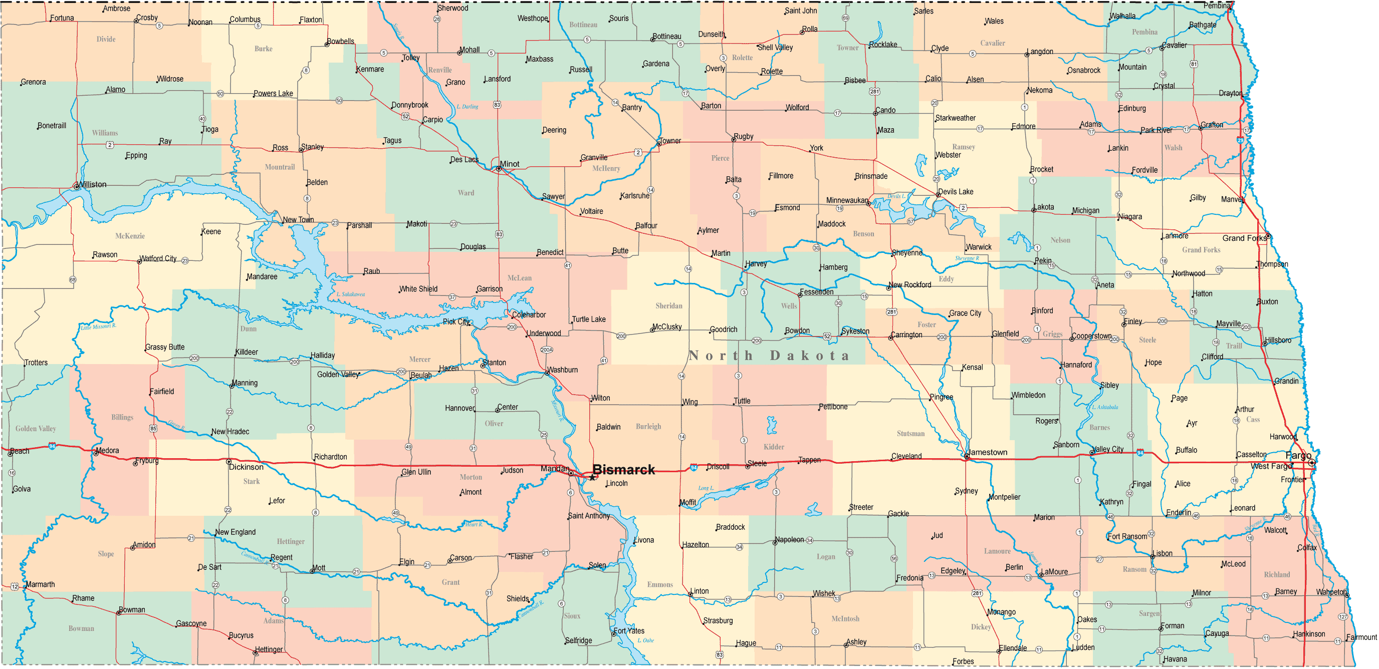 Online Maps North Dakota.