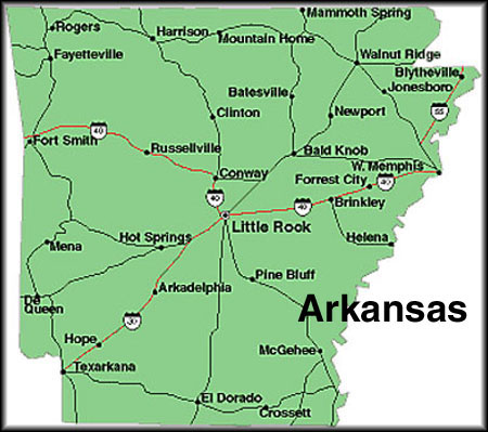 Printable state of Arkansas map for travelers.