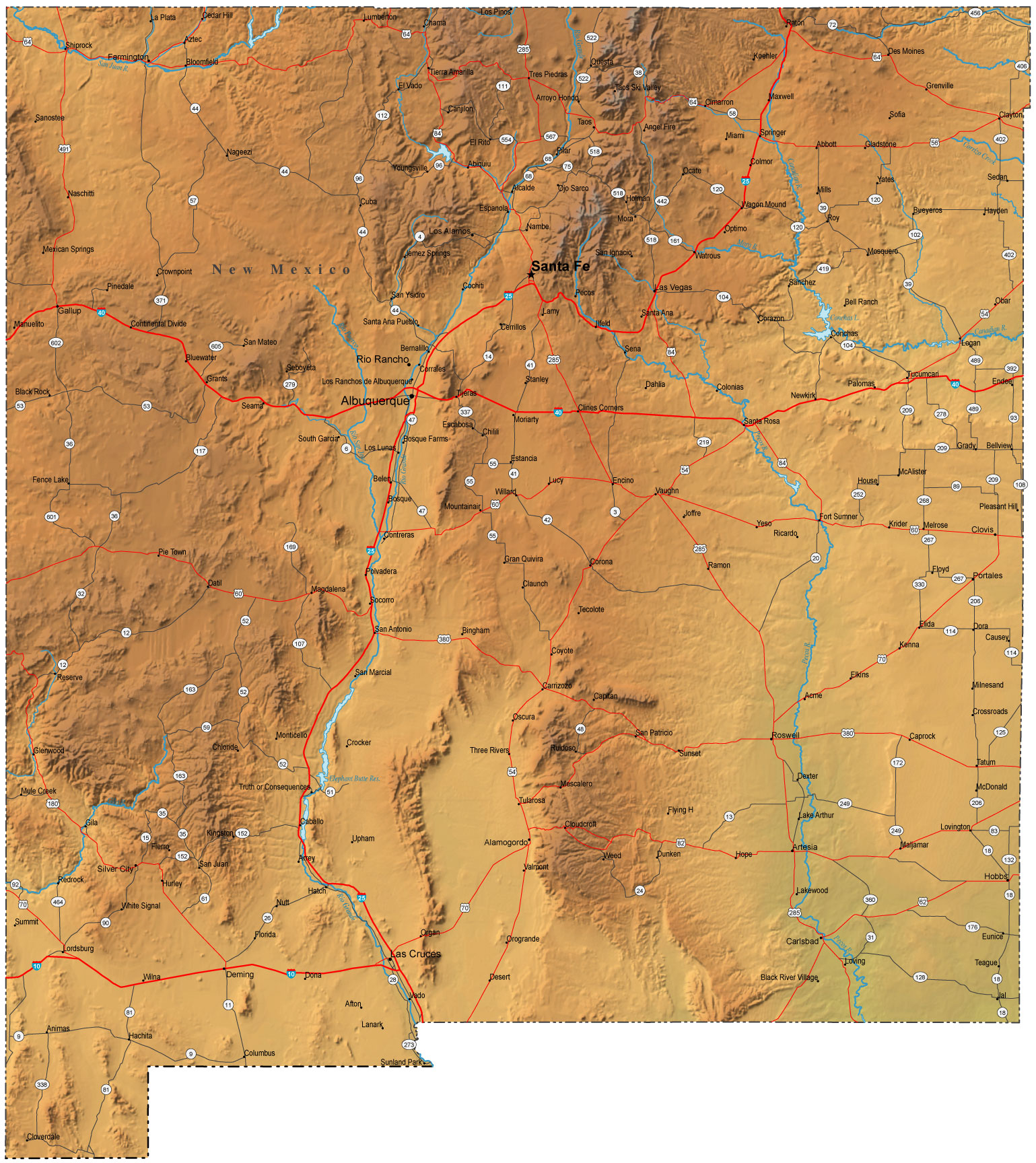 State of New Mexico Map Printable download.