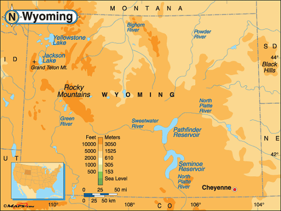 Physical printable Maps of Wyoming for visitors.