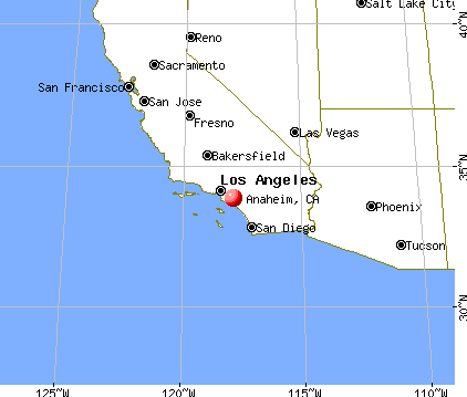 Location map of Anaheim California.