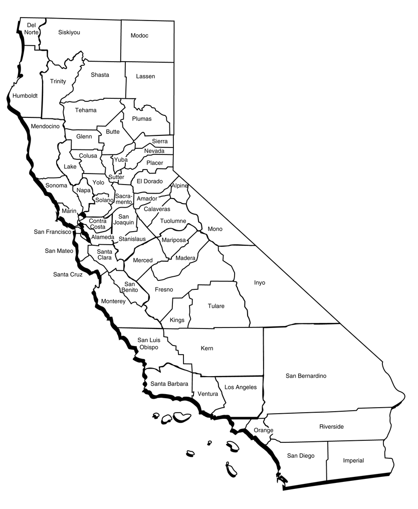 Free Printable Maps Map Counties California Print for Free