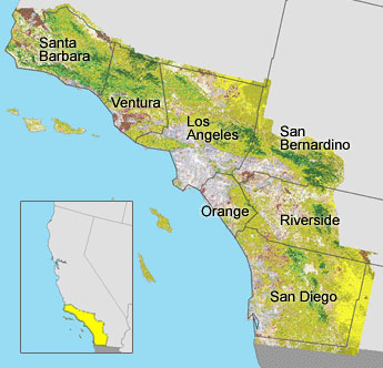 Southern California counties map of Socal physical map.