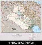 Atlas map Iraq with physical features.