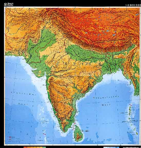 Unlabelled South Asia Physical Maps of India, Pakistan, Nepal, Bhutan, Maldives, and Sri Lanka.
