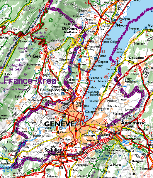 Newer detailed city map of Geneva Switzerland for road travelers.