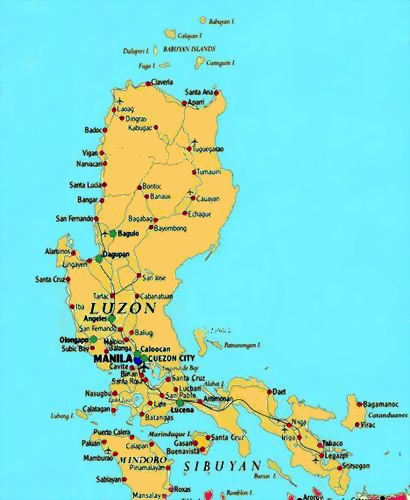 Main city map Philippines Luzon Island.