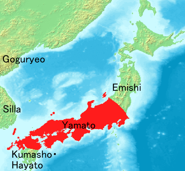 Ancient map of Japan as Yamato in the 7th century.