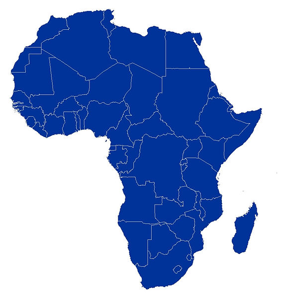 All blue blank Africa map outline image.