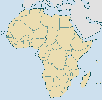 Peach color Africa outline map with no country or feature labelling.