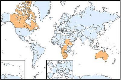 Highlighted in orange printable world map image for geography enthusiasts.